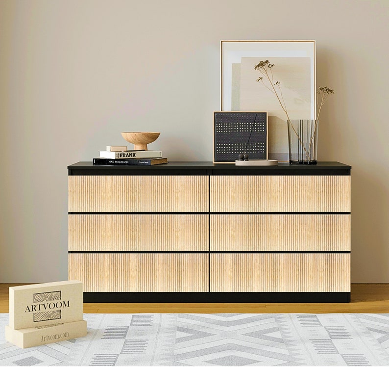 Refurbish Your IKEA MALM Dresser with our Furniture Overlay Kits, Furniture drawer wood overlay, 1cm wide, wooden furniture appliques zdjęcie 6