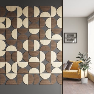 Half Circles - Mid-Century Modern Geometric Wall Decor Set - Handcrafted Half Circles and Wall Panels for a Stunning Accent Wall-102