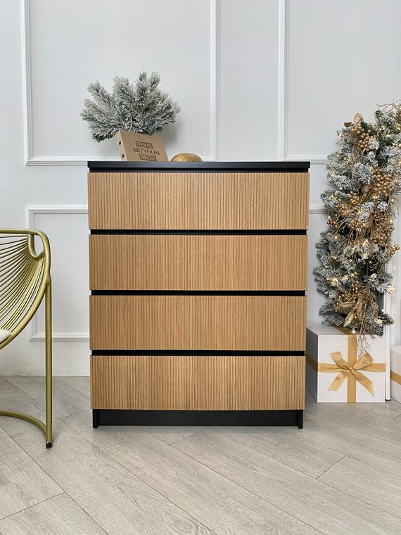 Revamp Your IKEA Malm Dresser With Stylish Wooden Overlays and Decals DIY Furniture Makeover Furniture Drawer Decorative Panels Etsy