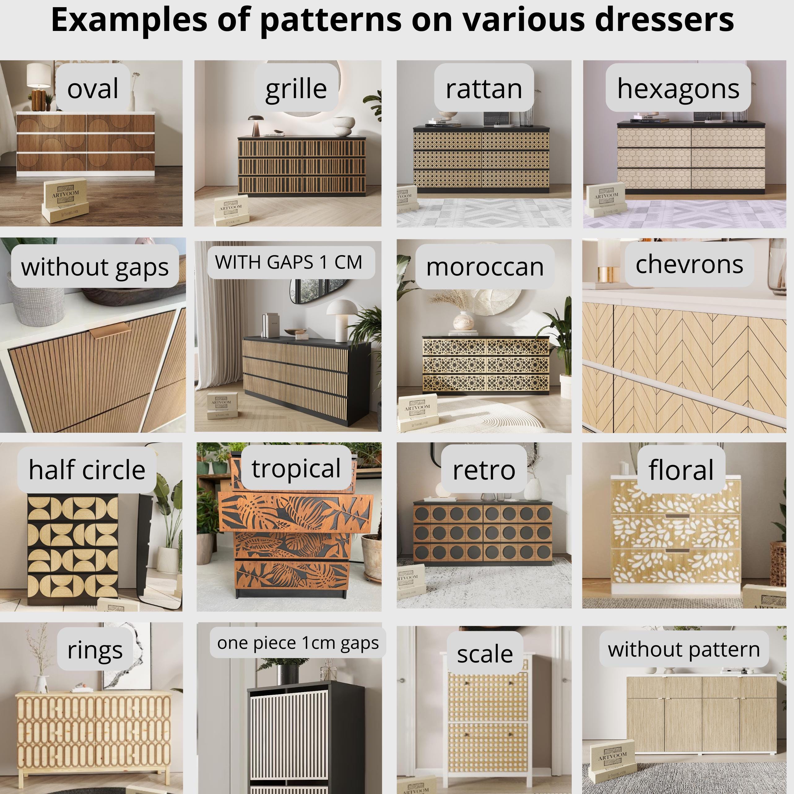 IKEA Malm Kommode Holzauflagen, marokkanische Muster-dekorative Paneele, Eiche Furnier Möbel Makeover