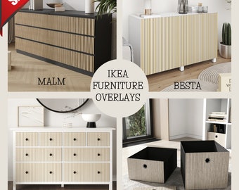 Superposiciones de cajones de muebles, superposiciones de madera, ikea malm, ikea besta, ikea hemnes, ikea kallax, apliques de tocador, calcomanías de superposiciones de puertas