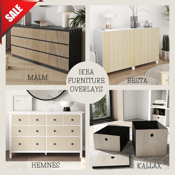 Furniture drawer overlays, wooden overlays, ikea malm, ikea besta, ikea hemnes, ikea kallax, dresser applique, doors overlays decals