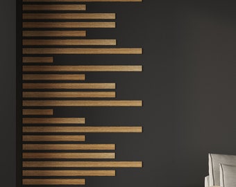 Set of wooden slats wall panels, home accents, wall panel kit, apartment decor, accent wall design, wall paneling, wood partition