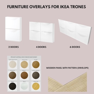 IKEA Trones Türfüllungen, Holzauflagen für Schuhschrank, moderne Dekoaufkleber zum Aufwerten von IKEA Trones Möbel, Frontabdeckungen