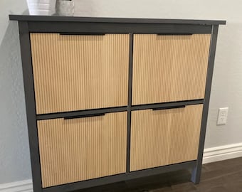 Furniture overlay for Hemnes Shoes cabinet on 4 doors compartments, ikea hemne overlay, slat panel, set of decorative wooden slats