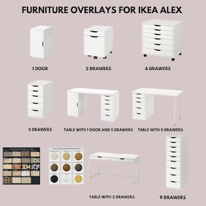 Ikea Alex drawer panels, wooden stickers for doors and chests of drawers, update your old drawers with modern decorative furniture overlays