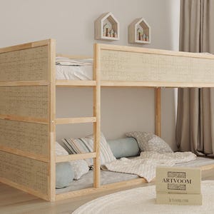 IKEA Kura Bed Upgrade Panels - Natural Oak Veneer Stickers, Real Wood Decal for Kids House Bed, DIY Montessori Nursery Furniture Makeover