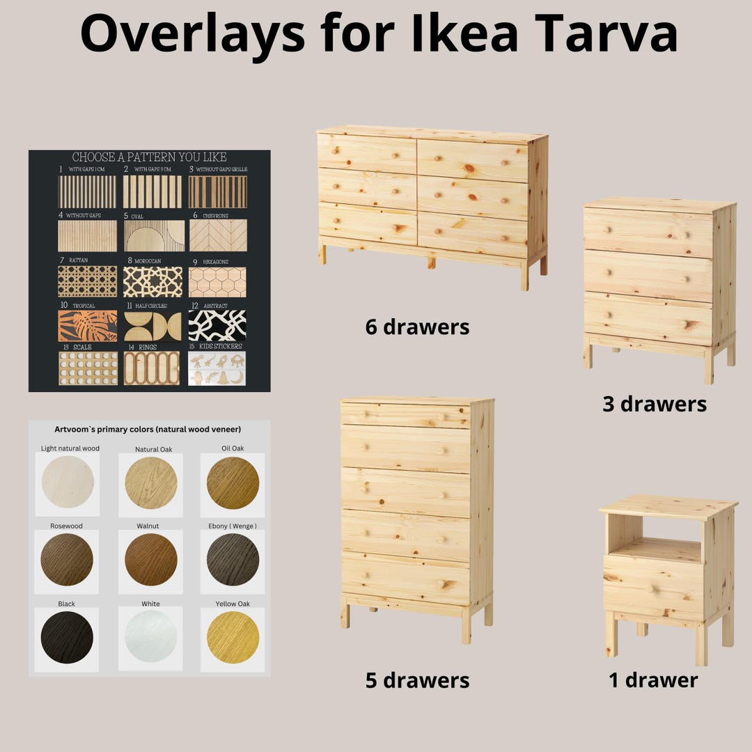 Ikea Tarva Dresser Overlay, Wooden Decorating Overlays, Ikea Tarva Sticker,  Tarva Dresser Applique, Furniture Decals, Home Decor - Etsy