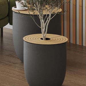 Abdeckung Blumentopf, Tierschutz, Holzmulchring aus Eichenfurnier für Pflanzentöpfe Kunst, Blumentopf, niedliches Geschenk