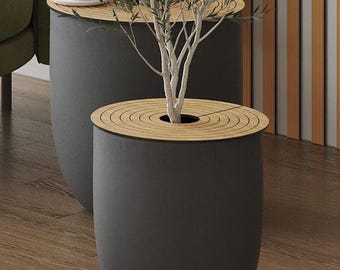 Abdeckung Blumentopf, Tierschutz, Holzmulchring aus Eichenfurnier für Pflanzentöpfe Kunst, Blumentopf, niedliches Geschenk