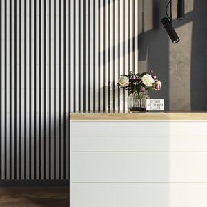 3D Wall Panels - White Narrow slats 30mm- Wood Wall Art - Loft Decor - Textured Wallpaper - Home Interior - Mother&#39;s Day Gift