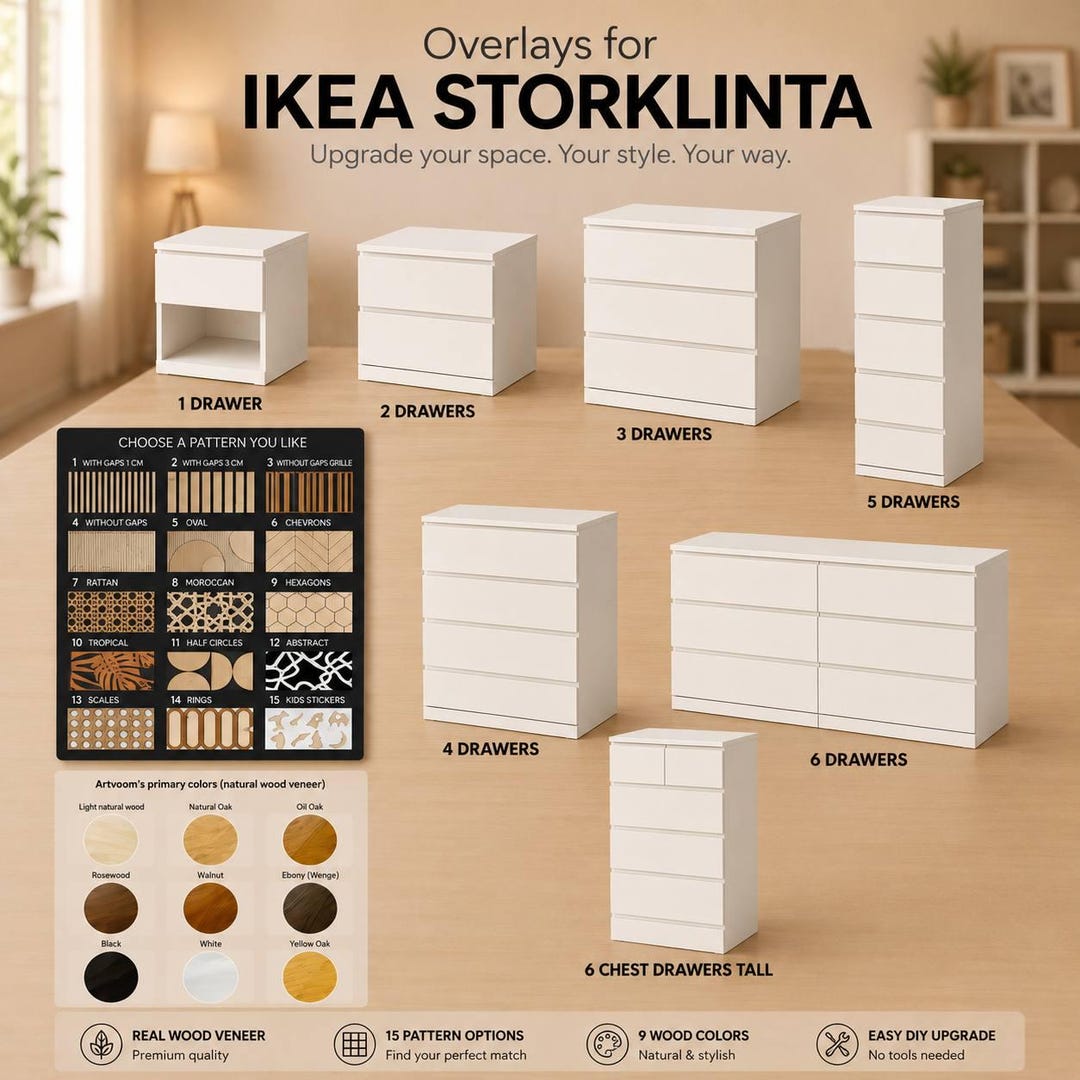 Modern Ikea Storklinta Overlays, Elegant Wooden Panels for Cabinet