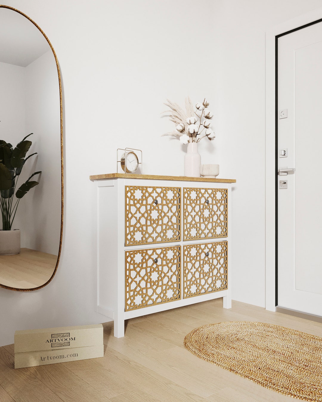 Furniture Overlay for Hemnes Shoes Cabinet on 4 Doors Compartments