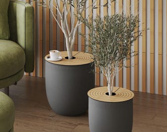 植木鉢カバー、植木鉢アート用のオーク材ベニヤの木製マルチリング