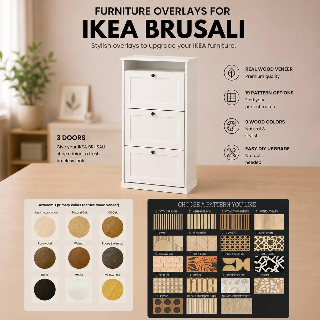IKEA Brusali Furnitura Overlays, Wooden Panels for Shoe Cabinet