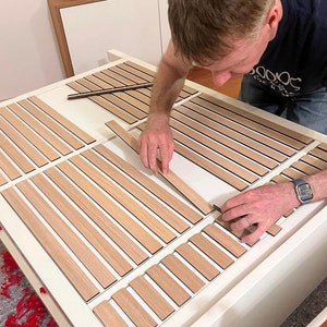 Furniture drawer overlay, slat wall panel,set of decorative wooden slats 3cm wide, ikea malm overlay,malm sticker,wooden furniture appliques image 7
