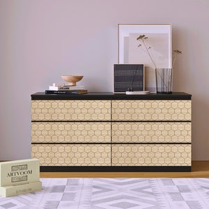 Hexagon pattern malm dresser overlay, Furniture drawer wooden decal, hexagon wall decal, meubels stickers, honeycomb panels, malm kommode