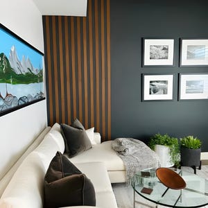 Wood slat wall panel, nerrow size 30 cm, oak wood partition, wood paneling, wood accent wall, wood slat room divider,peel and stick panel