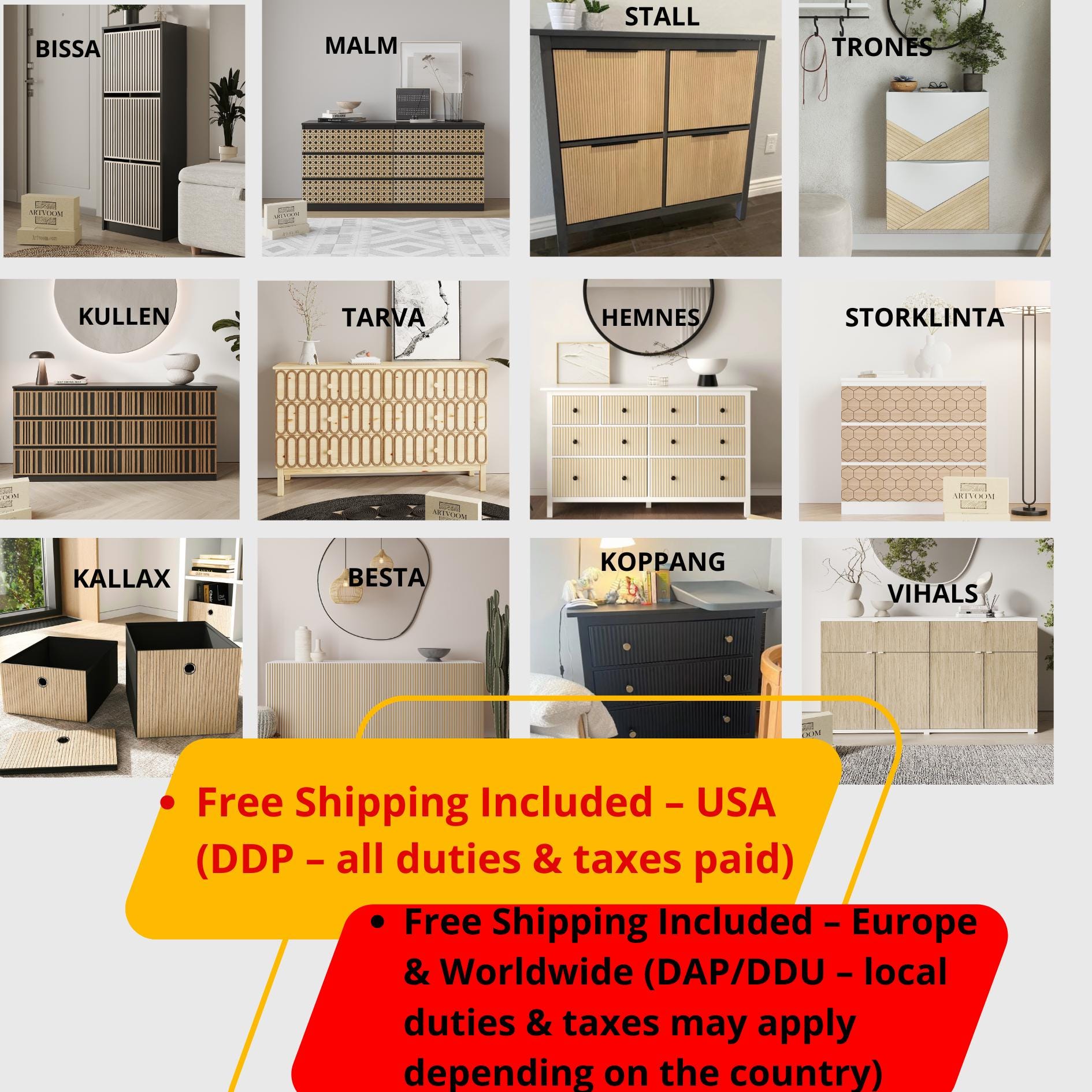 Wooden Furniture Drawer Overlays for Ikea Malm, Besta, Hemnes
