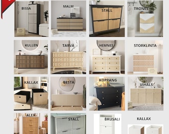 Paneele für IKEA Schublade, Eiche Naturfurnier, Holzauflage für IKEA Hack, dekorative Möbelfelle, passend für IKEA Kommoden