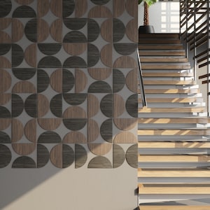 Wooden Half Circle Panels-Circle Wall Art-Modern 3D Wall Decor for Living Room or Entryway-Mid Century- 101