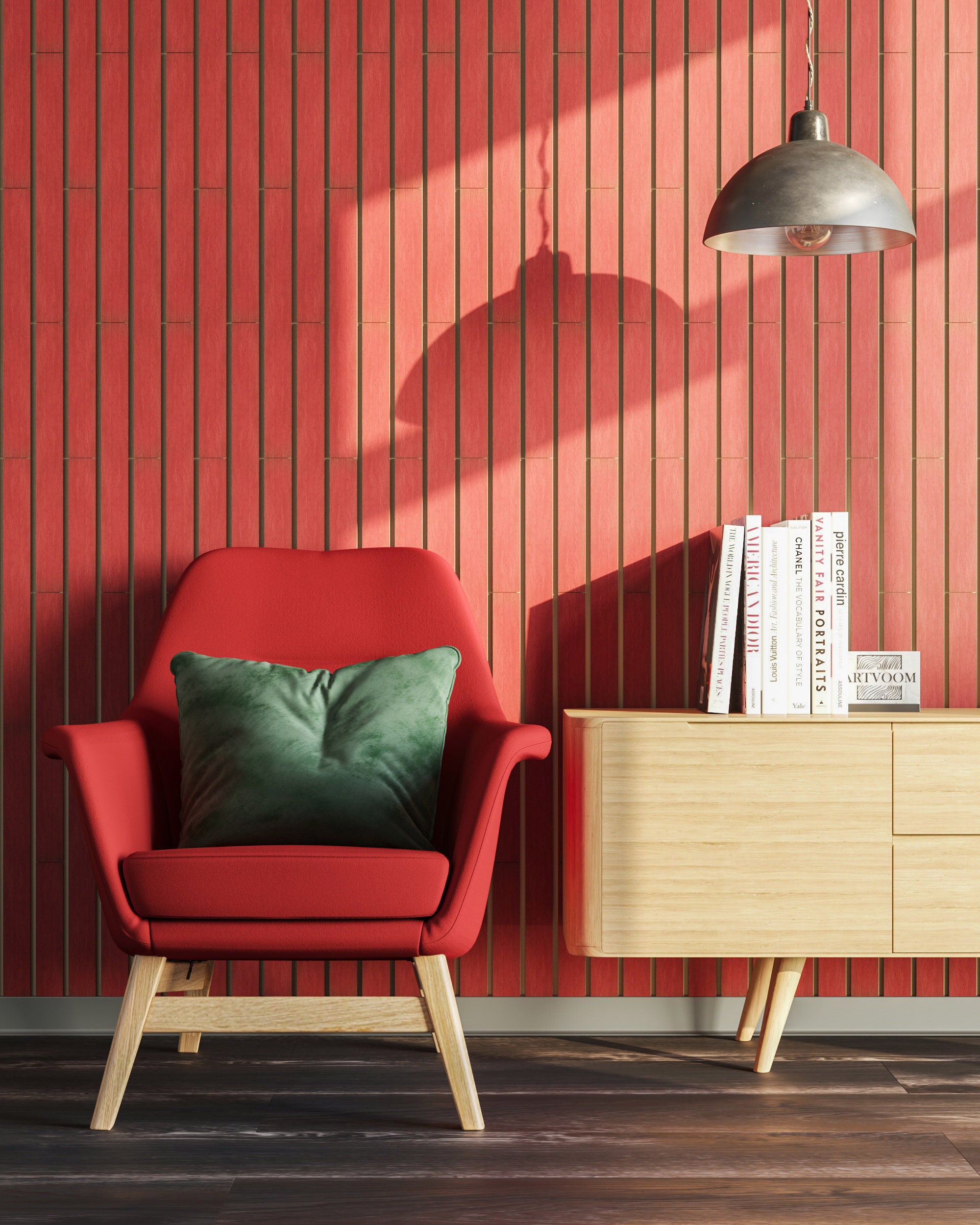 Red Wall Slat 3D wall panels Wood Wall Art Texture Wall Etsy