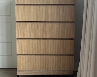 Revamp Your IKEA Malm Dresser with Stylish Wooden Overlays and Decals - DIY Furniture Makeover, Furniture drawer, Decorative panels