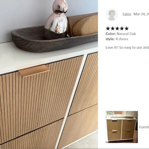 May include: A natural oak shoe cabinet with four doors. The cabinet features a vertical slat design on the doors and a rectangular gold-toned handle. A decorative succulent in a textured pot and a wooden bowl are on top.