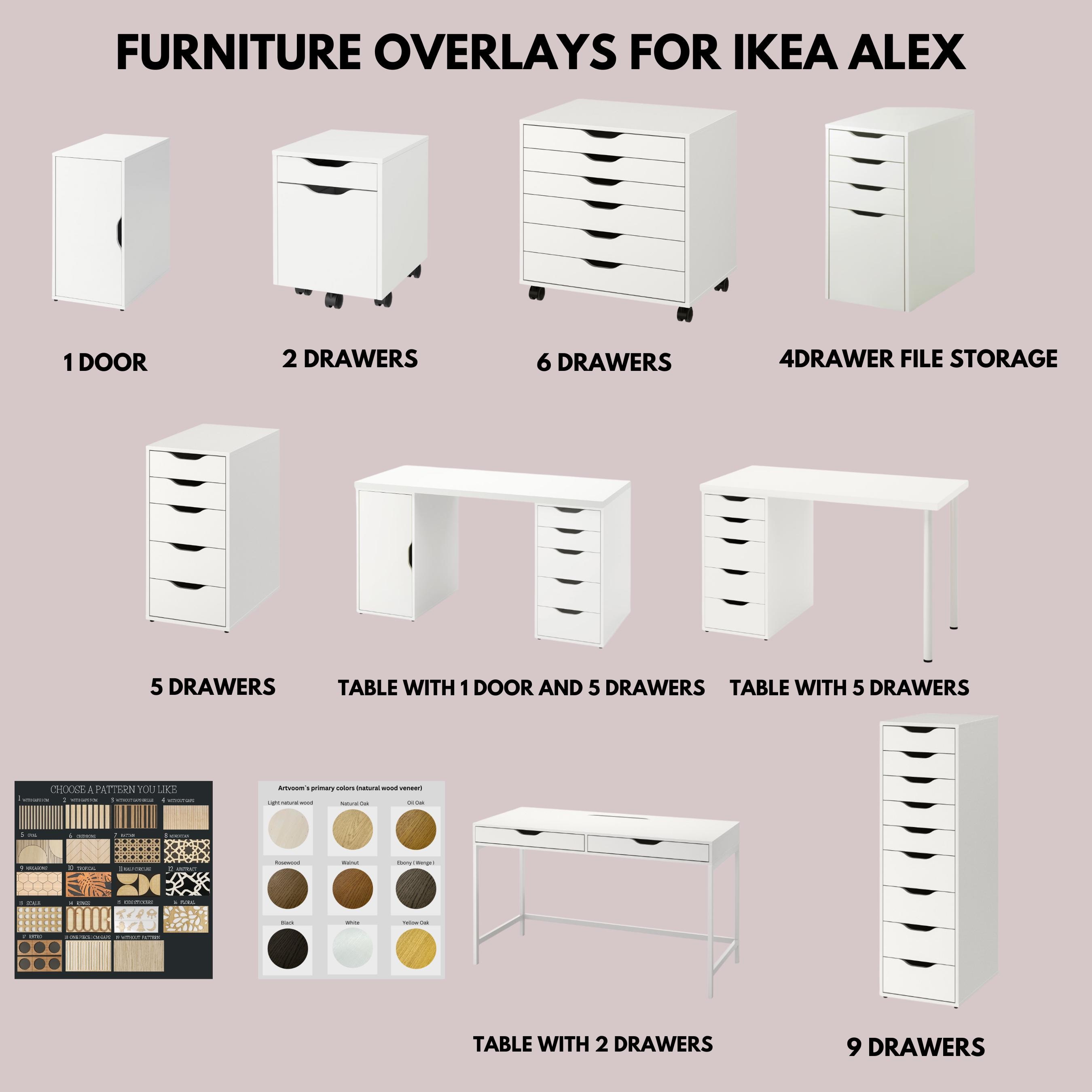 IKEA ALEX引き出しパネル、扉や引き出しに貼れる木製ステッカーで