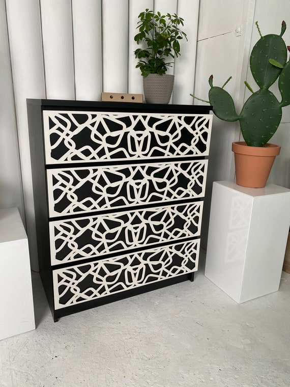 Furniture Overlays for Malm Dresser Malm Drawer Overlays Ikea Hacks Furniture Decals Wooden Dresser Decor Malm Sticker Abstract Design Etsy