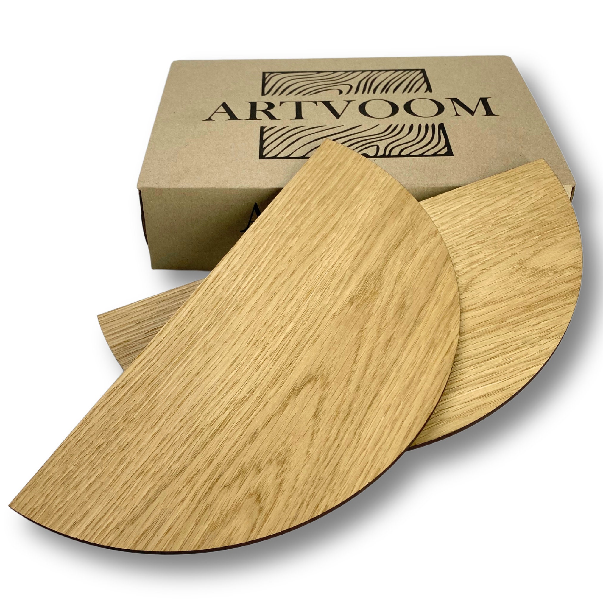 Mid-century Modern Oak Veneer Half Circle Wall Decor - Geometric Accent