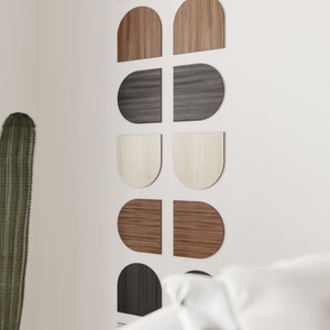 Adesivi murali semicircolari in legno, decorazioni geometriche da parete, pannelli decorativi