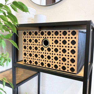 Modern Storage basket for kallax, Wooden Decal for Home Office Organizer, Insert for shelf, ikea kallax overlay,Rattan Pattern Storage Units