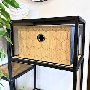 Kallax storage bins, hexagon pattern, wooden storage box, decorative box, shelf insert, kallax organizer, ikea kallax door, baskets storage