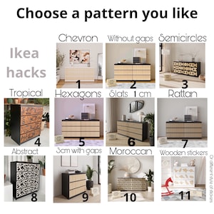 Ikea Malm dresser overlay, wooden decorating overlays, ikea malm sticker, malm kit, dresser applique, furniture decals