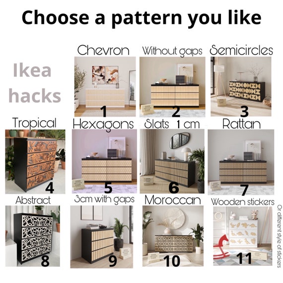 Ikea Malm Dresser Overlay, Wooden Decorating Overlays, Ikea Malm Sticker,  Malm Kit, Dresser Applique, Furniture Decals - Etsy
