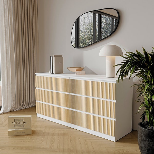 Renoviere deine IKEA MALM Kommode mit unseren Möbel Overlay Kits, Möbelschubladen Holz Overlay, 1cm breit, Holzmöbel Applikationen