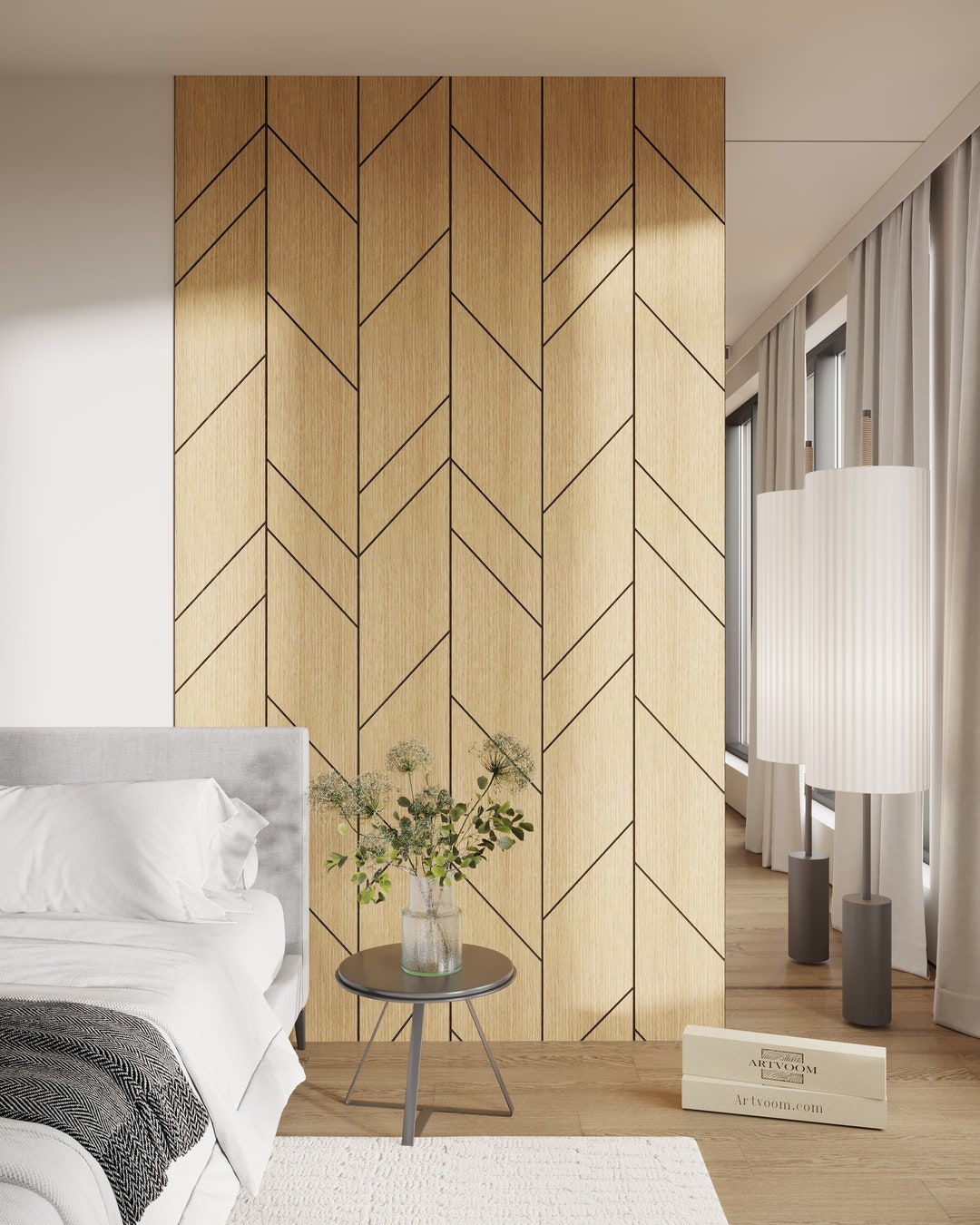 Picture of Set of Wooden Wall Panels Chevrons Pattern, Home Accents, Wall Panel ...
