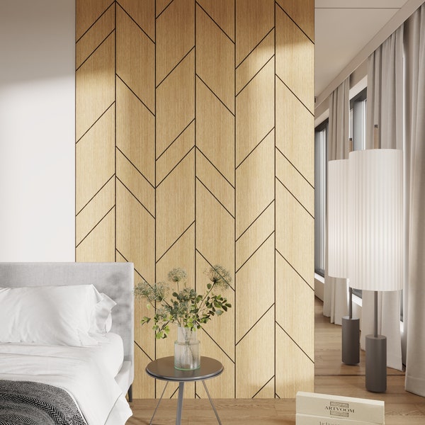 Set of wooden wall panels chevrons pattern, home accents, wall panel kit, apartment decor, accent wall design, wall paneling, wood partition