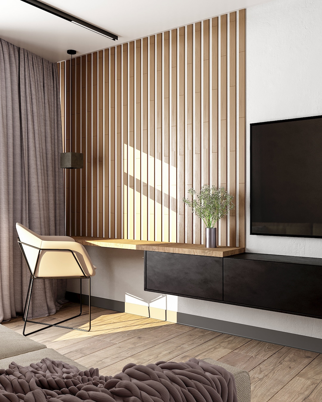 WENGE SLAT WALL PANEL  Feature wall living room, Feature wall design, Wall  panel design