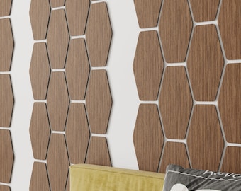 Hexagon wall panel, living room decor, wood wall art, honeycomb