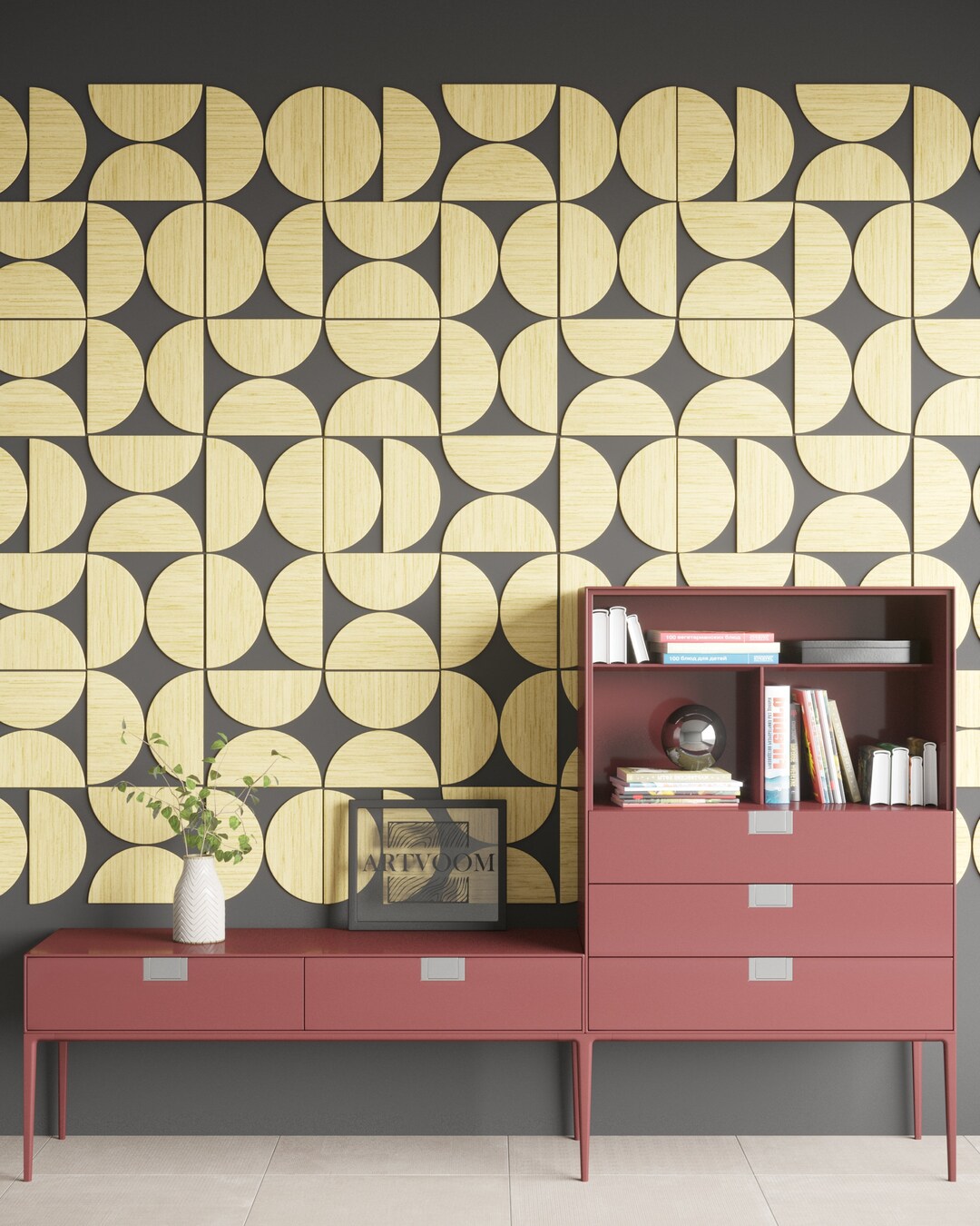 Oak Wooden Wall Semicircle3d Wall Half Circle Panelswood Decor