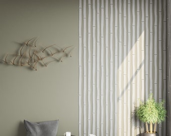 Bamboo light Gray Wall Slats - wall art - Wall panels - 3D Wooden Panels - bamboo fence on the wall - home decor