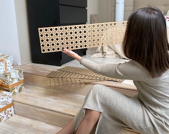 Rattan Dresser Decor, Wooden Furniture Overlay, IKEA Hack
