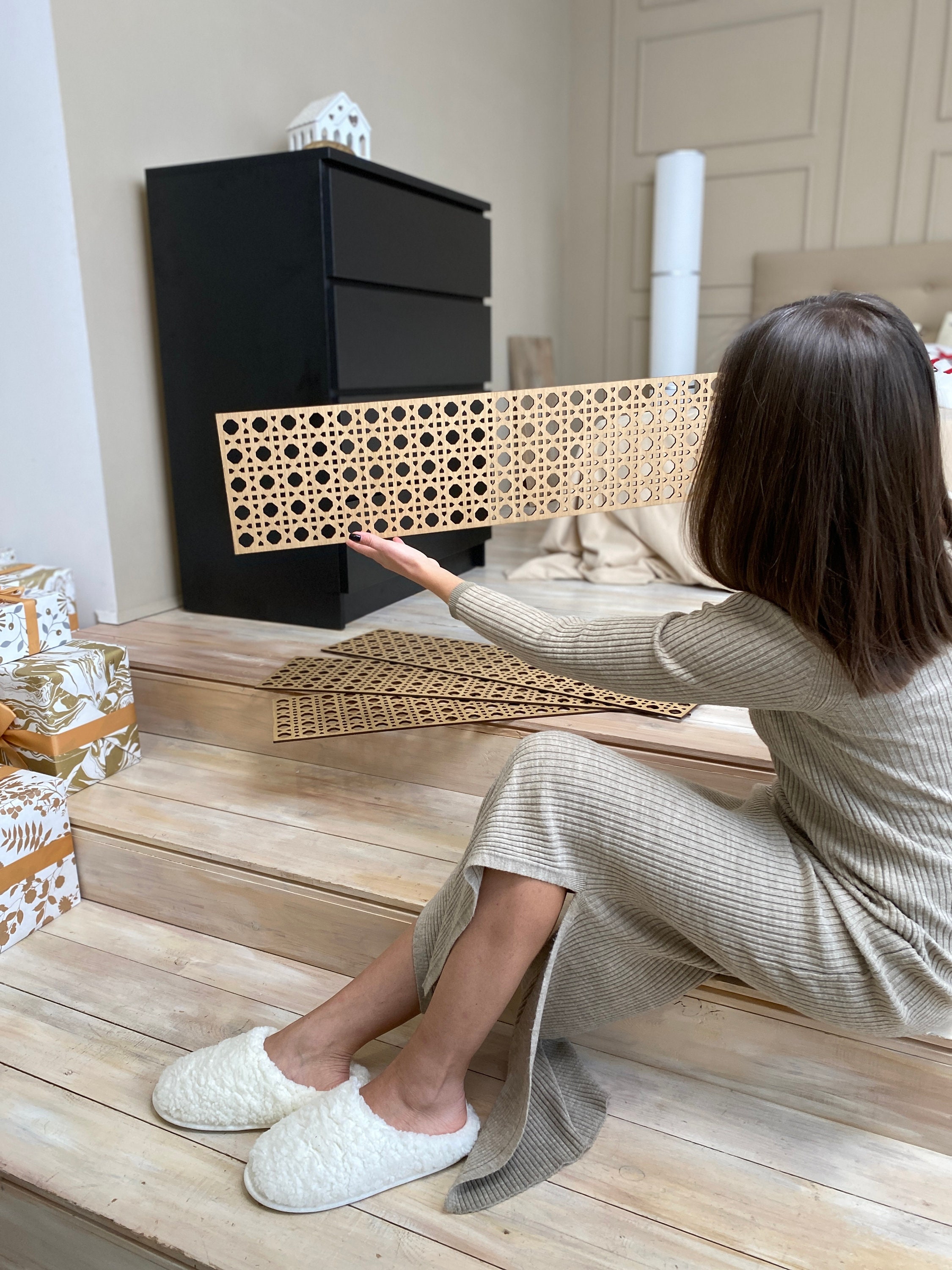 Rattan Overlays für IKEA Malm, Boho Schubladenplatten