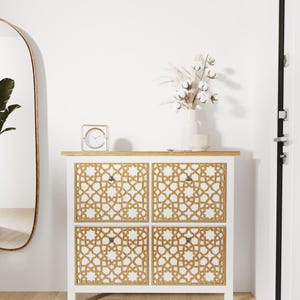 Furniture overlay for Hemnes Shoes cabinet on 4 doors compartments, ikea hemne overlay, moroccan pattern, set of decorative wooden panels