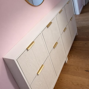 Furniture overlay for ikea shoes cabinet on 4 doors compartments, ikea hemnes overlay, ikea stall, shoe storage, modern oak decor
