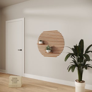 Slat circle, wood slats wall panel, accent wall, decorative wall panel, geometric wall panel, Easy Installation, Wall Covering, 3D panel