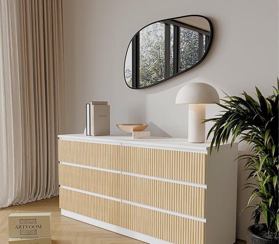Ikea Malm Kommode Overlay, aufgearbeitete Wohnzimmer Möbel, Lattenrost Schubladen, Holzleisten für Kommode, Deko Kommode