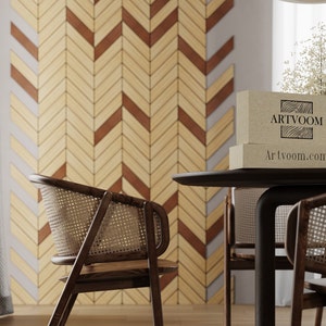Chevron panels, Wood wall panel, Chevron arrows, Natural oak wood veneers, Herringbone wall, Kitchen decor, Maximalist decor, 41